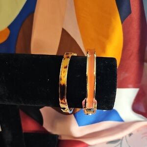Gold and Brown Minimalist Bangle Bracelets